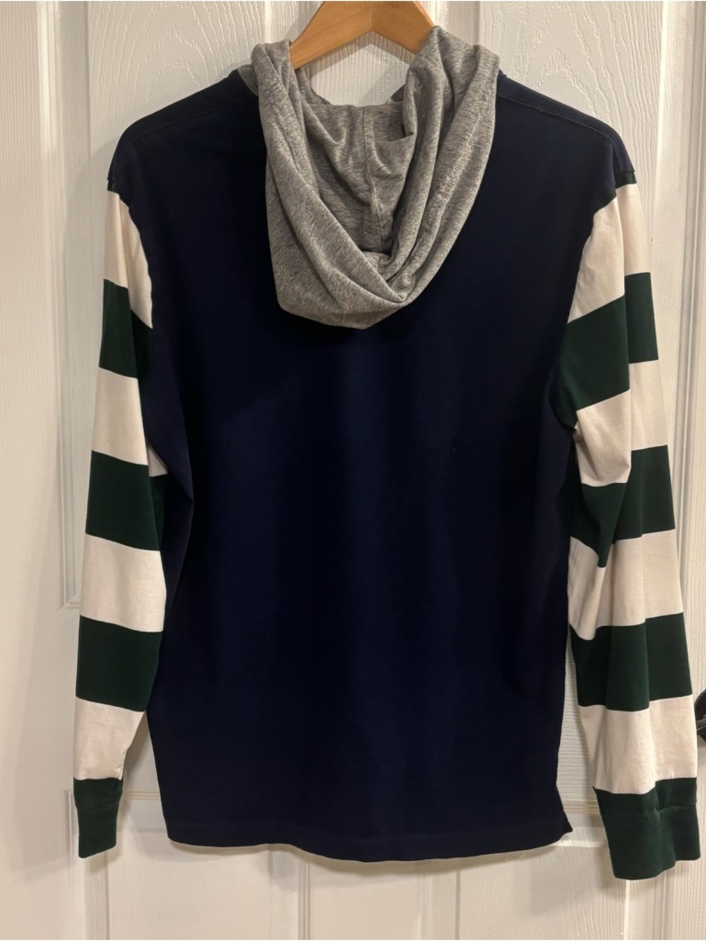 Polo Ralph Lauren Striped Classic Fit Rugby Hoodie Size Medium Embroidered - Picture 2 of 11